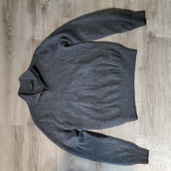 State Cashmere Mock-Neck Quarter Button Polo Sweater L - Picture 2 of 6